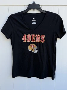 T-shirt donna Fanatics scollo a V medio nera manica corta San Francisco 49ers - Foto 1 di 4