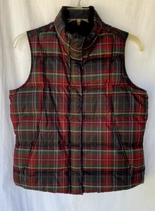 Eddie Bauer Tartan Plaid Goose Down Puffer Vest Jacket Women M NWOT - Picture 1 of 6