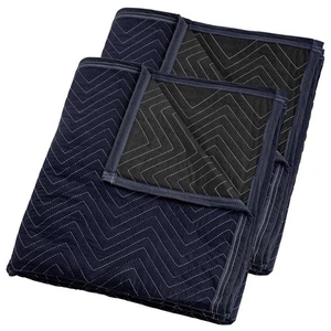 4 Moving Blankets Furniture Pads - Pro Economy - Navy Blue and Black 80" x 72" - Picture 1 of 1