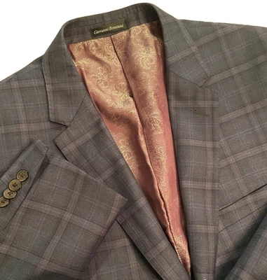 Blazer GIOVANNI BRESCIANI Calce Ajustado Lana Cachemira Para Hombre Cuadros Ventana TALLA 44 R Foto 1 de 4