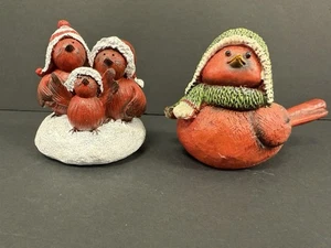 Zwei Harz Weihnachts Kardinal Figuren - Bild 1 von 5