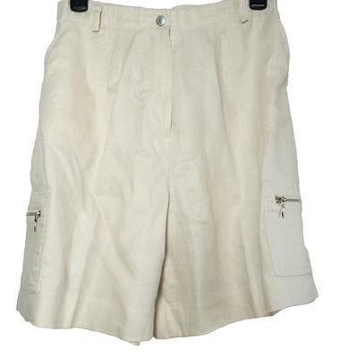 Lauren Ralph Lauren Vintage Ivory/Cream Neutral Pleated Linen Shorts Women’s 10P - Image 1 of 4