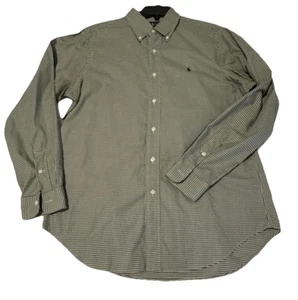 Usada en Excelente Condición Polo Ralph Lauren Camisa Blake Para Hombres Mediana Verde Oscuro Pata de Gallo Púrpura Caballo - Imagen 1 de 8