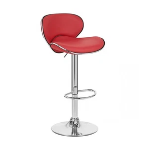 RED "LEATHER" BARSTOOL ADJUSTABLE SWIVEL - ADJUSTING BAR STOOL - KAPPA-SET OF 2 - Picture 1 of 4