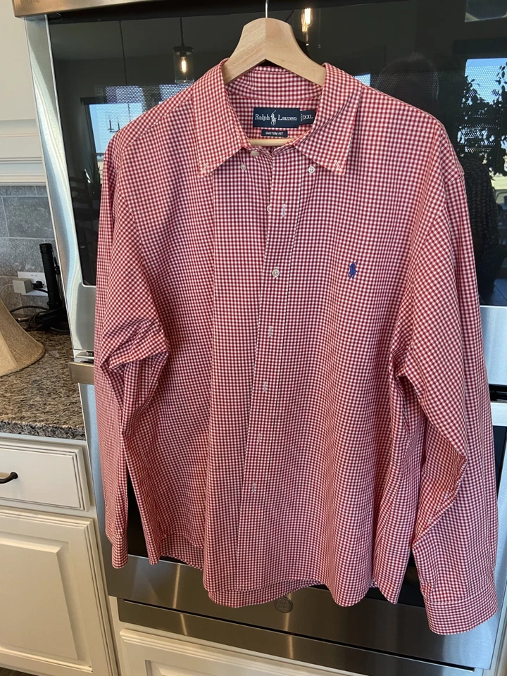 POLO Ralph Lauren Shirt Men's Size XXL Red & White Checkers Custom Fit - Image 1 of 3
