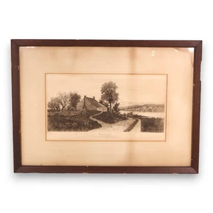 Ernest C Rost Wakefield George Washington Birthplace Framed Etching Signed 1890s - Picture 1 of 9