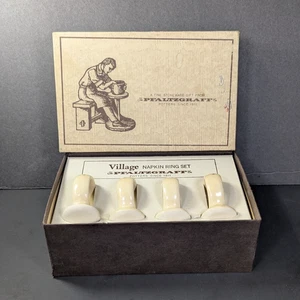 4x Pfaltzgraff Village hellbraune & braune Serviettenringe mit Box - GUTER ZUSTAND. - Bild 1 von 10