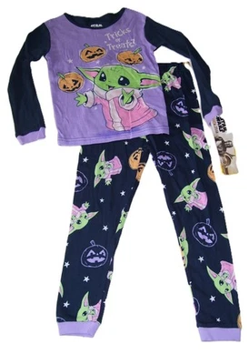 Star Wars 2 Pc Trick or Treats Baby Yoda Grogu Shirt Pants Halloween Pajamas 6 8 - Image 1 of 4