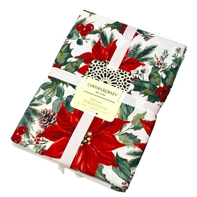 Cynthia Rowley Christmas Floral Poinsettia 60"x84" Rectangular Tablecloth - Image 1 of 2