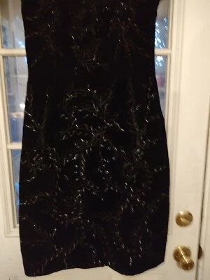 Vestido de cóctel de terciopelo negro adorno vintage años 50 60 talla 10/12 Foto 1 de 4