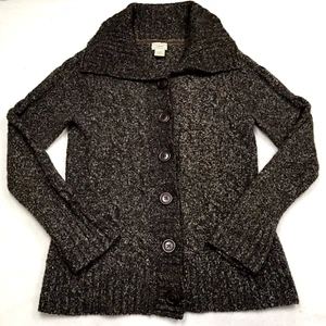 Cárdigan Suéter LL BEAN Botón Mujer M Marrón Trapo Mezcla Lana Cable Tejido Cuello - Imagen 1 de 16
