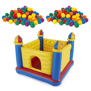 Intex 100-Pack Plastic Balls (2 Pack) w/ Inflatable Ball Pit Bouncer Ages 3-6 - Picture 1 of 12