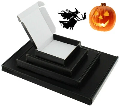 SATIN BLACK MINI A6 A5 A4 PIP BOXES LARGE LETTER SHIPPING HALLOWEEN JEWELLERY