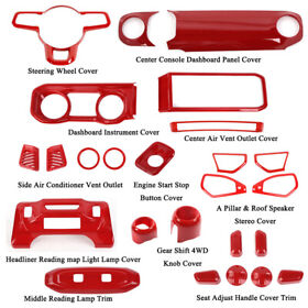 Red Interior Center Console Trim Kit for Jeep Wrangler JL JT 2024+ Accessories