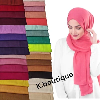 K.BOUTQUE NEU GROSSER MAXI DAMEN EINFACHER HIJAB VISKOSE BAUMWOLLSCHAL GROSSER SCHAL SARONG WICKEL UK