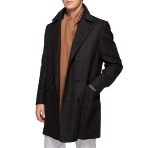 KITON Napoli Gray Checkered Cashmere-Silk DB Coat Overcoat EU 50 NEW US 40 - Picture 1 of 7