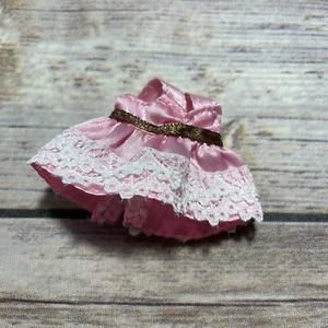 Calico Critters Dress Up Clothes Sister Green Pink Satin Lace Brown Ribbon Dress - Picture 1 of 3