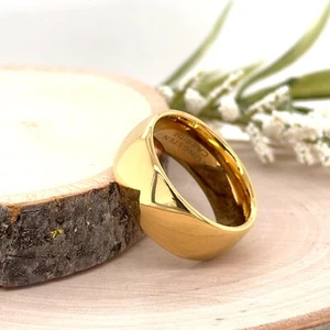 Unisex 9mm Gold Tungsten Carbide Wedding Band – Comfort Fit & Scratch Resistant - Picture 1 of 4