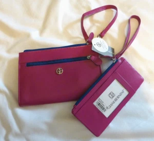 Giani Bernini Recycled Leather Orchid Wallet Set Small Purse NEW Wristlet Credit - Picture 1 of 14
