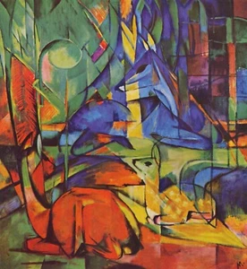 Deer in Forest by Franz Marc Giclee Fine Art Print Repro on Canvas - Picture 1 of 1