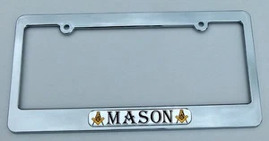 Mason Masonic flag plastic chrome plated Car License plate frame holder TB - Foto 1 di 2