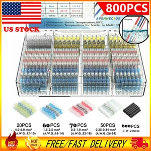 800 Stück Lötdichtung Muffe Wärmeschrumpfstoß Drahtverbinder Klemmen wasserdicht - Bild 1 von 12