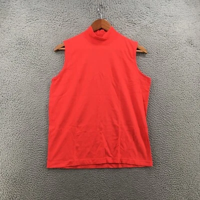 Camiseta sin mangas Talbots para mujer mediana naranja algodón cuello falso manga corta pulóver Foto 1 de 4