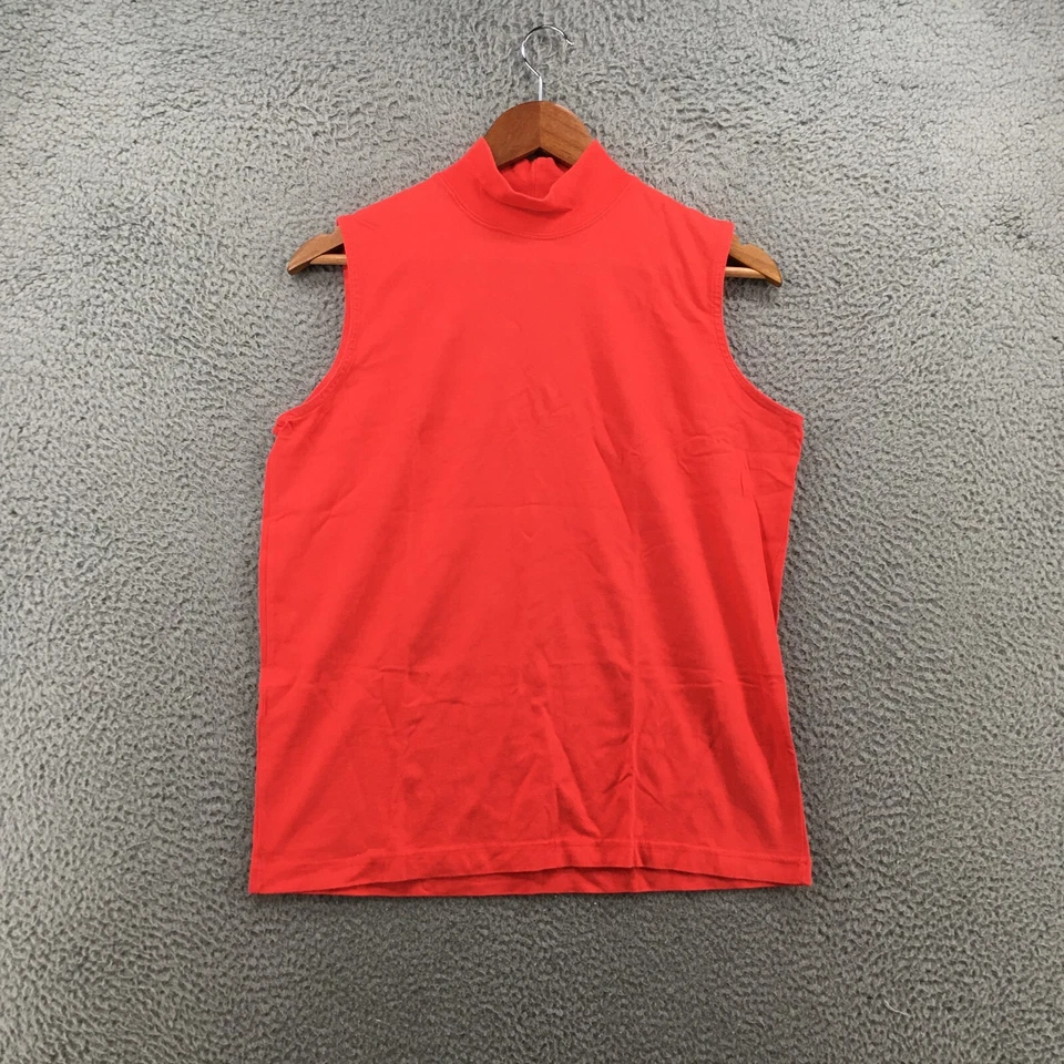 Camiseta sin mangas Talbots para mujer mediana naranja algodón cuello falso manga corta pulóver Foto 1 de 4