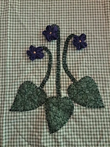 Green Gingham Tea Kitchen Towel Cotton Purple Violets Park Designs Cottage 28x18 - Picture 1 of 6