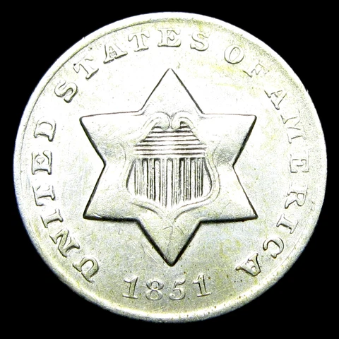 1851-O Silver Three Cent Piece 3cp ---- Stunning Type Coin ---- #BB179 Cover
