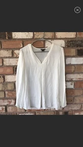 Theory Ivory Long Sleeve Silk Top Small Petite - Picture 1 of 6