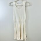 Commense Dress Womens S Pleated Short Sweater Knit Ribbed Ivory Sleeveless 