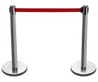 QUEUE BARRIER POSTS LONG 1.5M STRETCH RED BLUE RETRACTABLE STAINLESS STEEL POLE