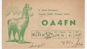 QSL 1961 Peru LLama radio card - Picture 1 of 1