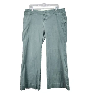 Gap Stretch Jeans SZ 16R 36x27 Short Wide Leg Pants Crop Chino Boho Green Vtg - Picture 1 of 12