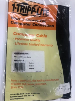 AT Serial Modem Cable DB9f - DB25M 6 foot Tripp-lite P404-006 - Image 1 of 2