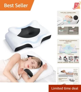 Cervical Pillow Memory Foam Queen Adjustable Cooling Case Neck Pain Relief Sleep - Picture 1 of 9