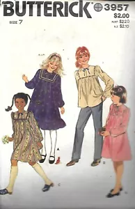 Vintage Butterick #3957 Mädchen Kleid & Top - Größe 7 - Bild 1 von 2