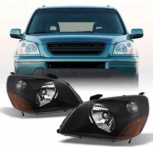 FOR 2003 2004 2005 HONDA PILOT CRYSTAL STYLE REPLACEMENT HEADLIGHTS LAMPS BLACK - Zdjęcie 1 z 6