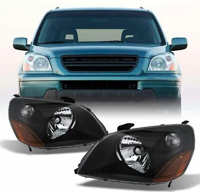 PARA HONDA PILOTO 2003 2004 2005 CRISTAL ESTILO REPUESTO FAROS LÁMPARAS NEGRO Foto 1 de 4