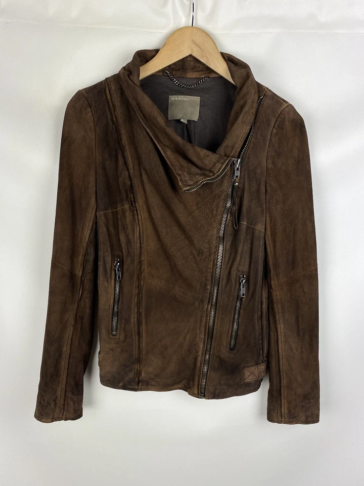 Muubaa Damas Cabra Gamuza Vanguardia Chaqueta Motera Talla US 6 EU 38 Foto 1 de 4