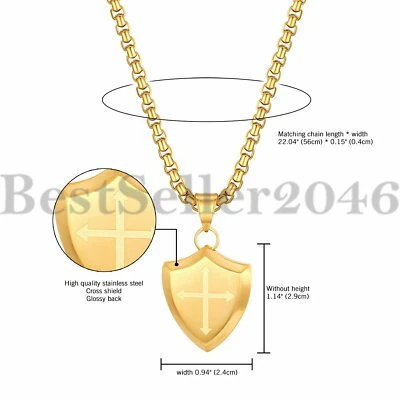 Hombres Mujeres Escudo Armadura de Dios Cruz Biblia Oración Collar Colgante Cadena 22" Foto 1 de 4