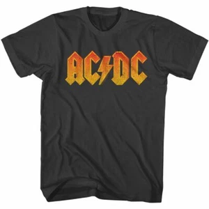 AC/DC Logo Distress Orange Smoke Rock and Roll Music Band T-Shirt - Picture 1 of 3