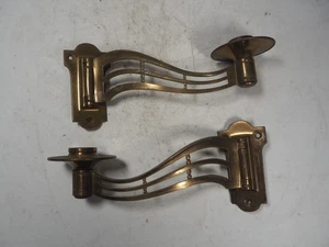 Antique ? Vintage Pair Brass Piano Hinged Candle Sconces Marked M P 3934 - Picture 1 of 8