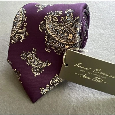 Corbata Daniel Cremieux Signature siete pliegues cachemira hecha a mano Italia 100 % seda Foto 1 de 4