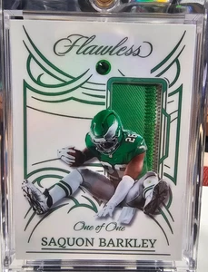 2024 CUSTOM Saquon Barkley Flawless  Mem/Patch Emerald Custom 1/1 - Picture 1 of 8