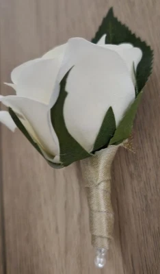 4件套布顿尼埃婚礼新郎艺术白色玫瑰金装饰 — 第 1/4 张图片