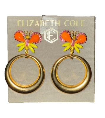 Pendientes de aro de cristal mariposa Elizabeth Cole nuevos hechos en EE. UU. Foto 1 de 4