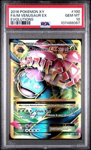 PSA 10 2016 Pokemon XY Evolutions Mega Venusaur EX 100/108 M Full Art Set GEM MT - Picture 1 of 7
