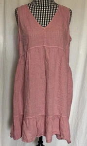 Cynthia Rowley Woman’s Linen Boho Large Blue Sleeveless Tiered Ruffle Hem - Picture 1 of 6